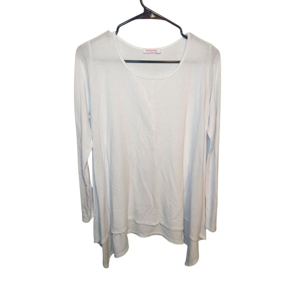 FRESH PRODUCE Shirt Top Sz XS/Small White CABO TULIP Stretch Boho Long Sleeve